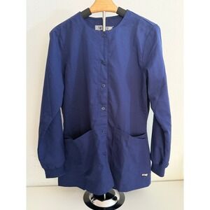 Greys Anatomy by Barco Navy Blue Scrub Jacket Snap Front Medical Uniform Small